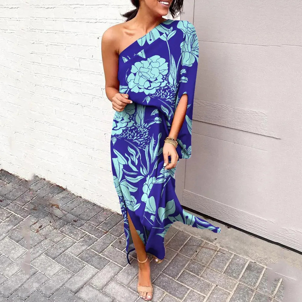 Women's Asymmetrical Shoulder Elegant Party Dress
