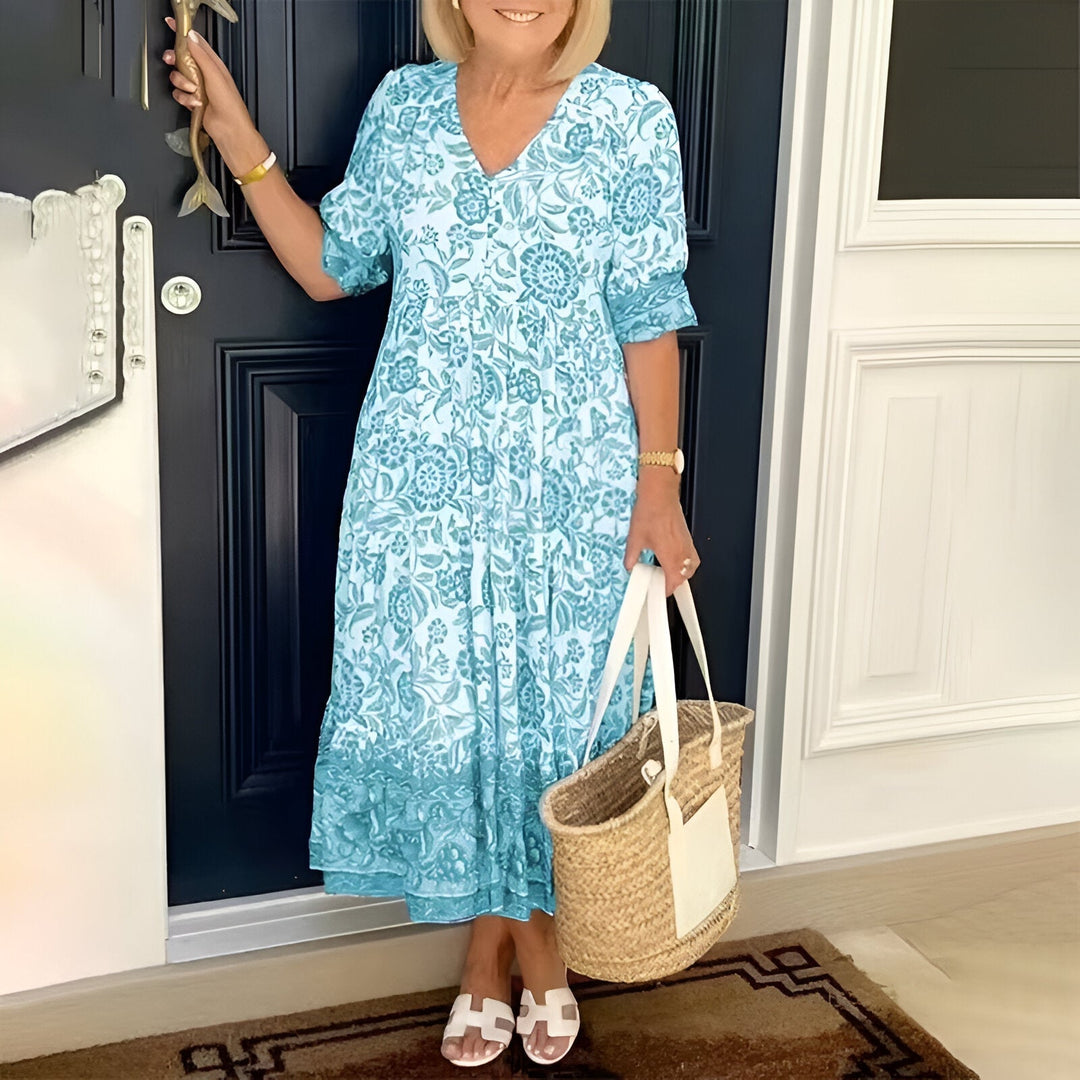 Rosetta - V-Neck Bohemian Maxi Dress