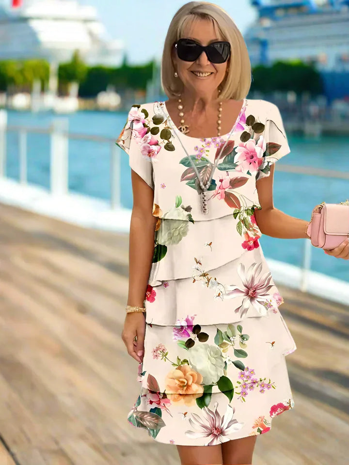 Rosie Floral Tiered Chiffon Dress, view 2 - Elena Harper