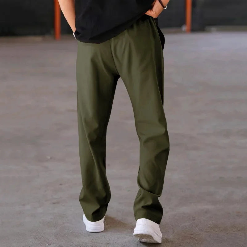 Harrington Oxford Loose-Fit Straight Leg Trousers for Men, view 9 - Elena Harper