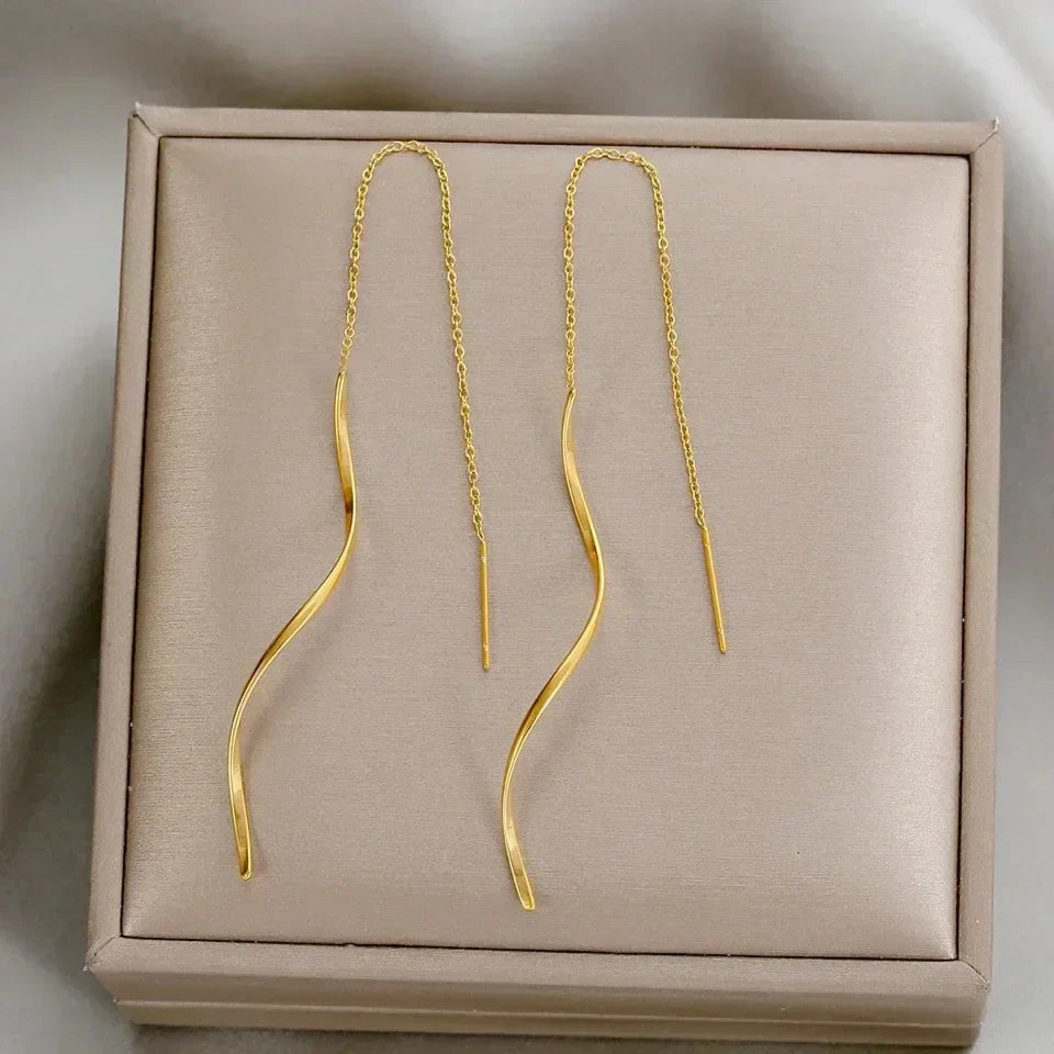 Phaedra™  |  Long Earrings Wavy Design