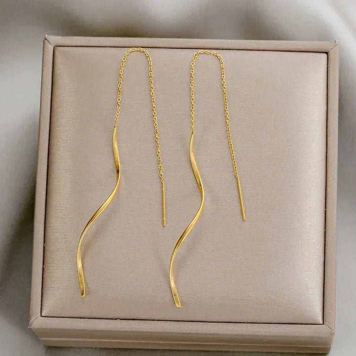 Phaedra™  |  Long Earrings Wavy Design