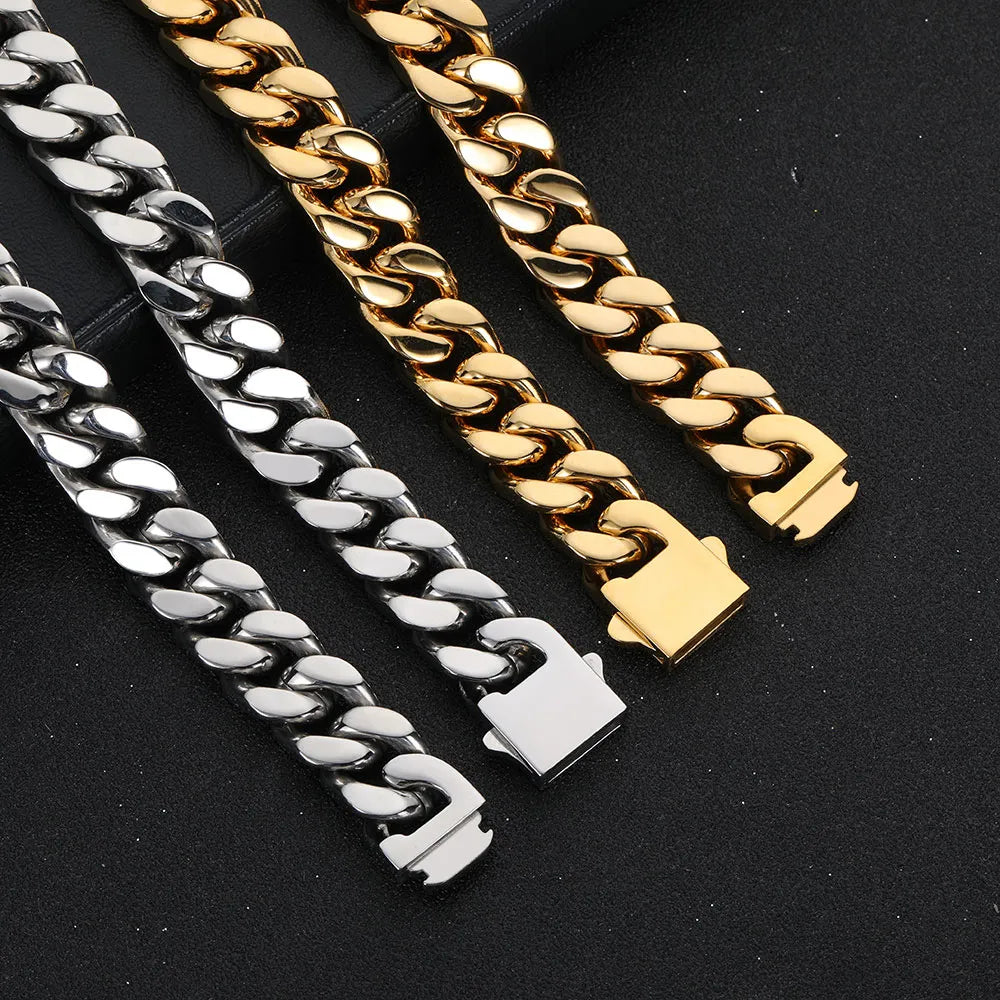 Men's Cuban Link Chain Necklace - Gold & Silver Plated