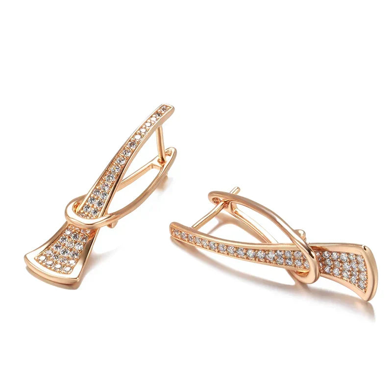 Radiant Layers Crystal Earrings Gold, view 2 - Elena Harper