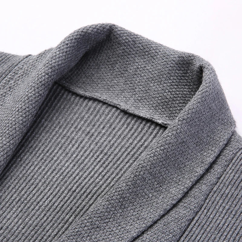 Men's Cardigan Regular Fit Button Front Long Sleeve with Ribbed Cuffs