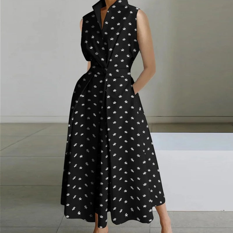 Dinora - Black and White Printed Dress