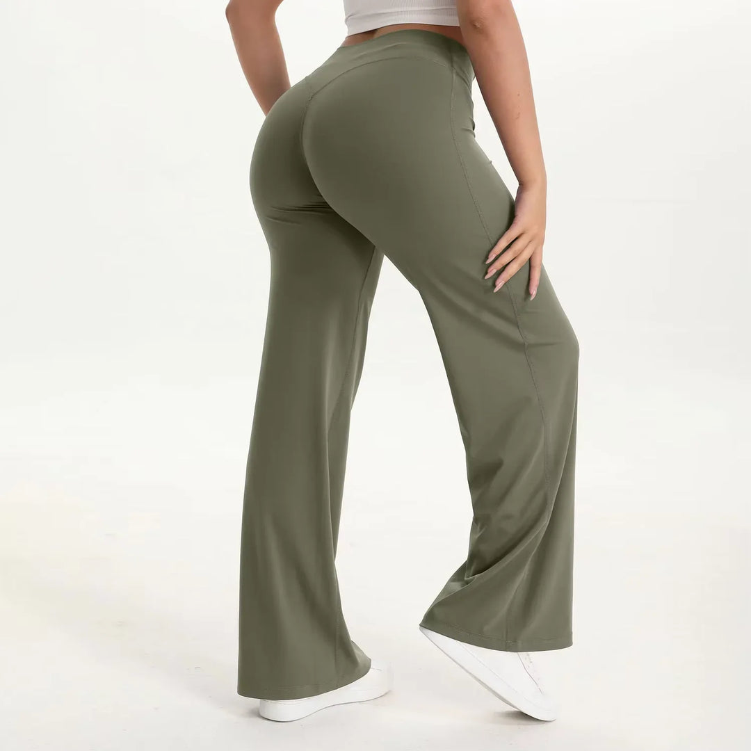 High-waisted wide-leg fluid yoga pants for women