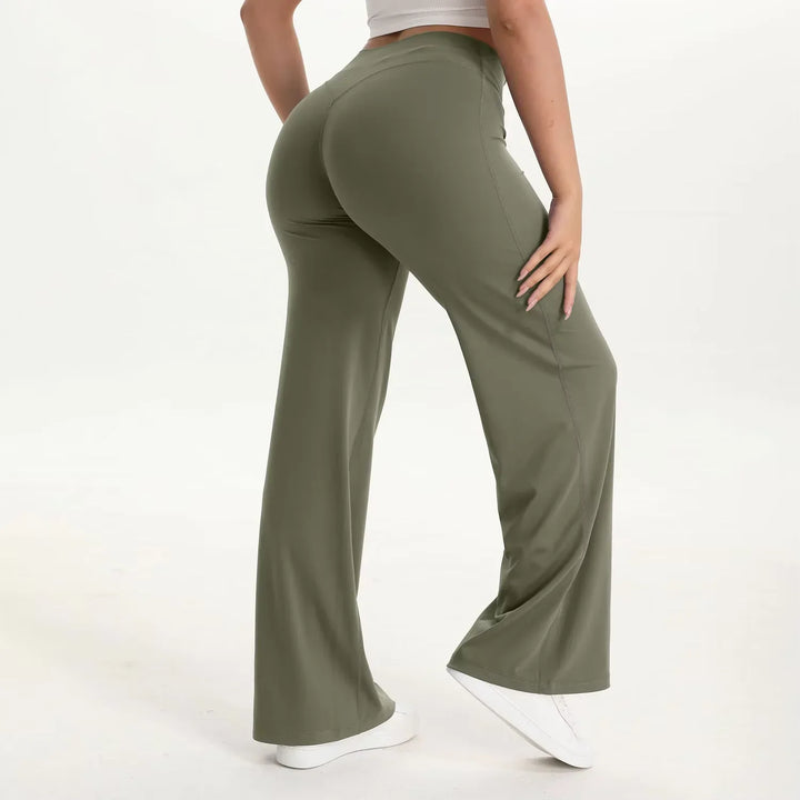 High-waisted wide-leg fluid yoga pants for women