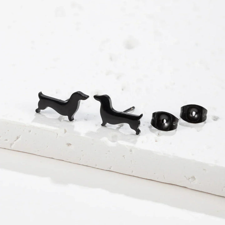 Dachshund Stud Earrings, view 4 - Elena Harper