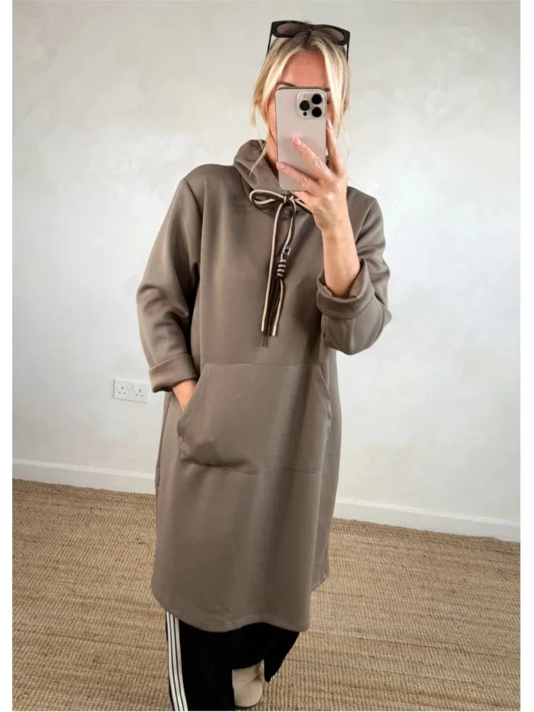 Glorita Junior Hooded A-Line Dress, view 3 - Elena Harper