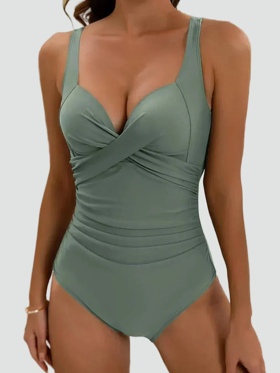 Swimsuit with Ruffles and Heart-Shaped Neckline for Women