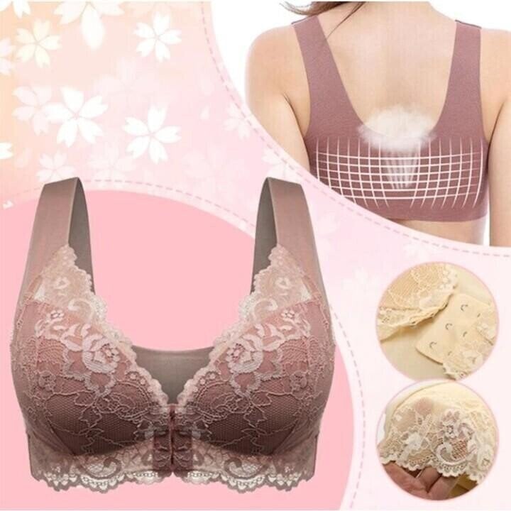 Seamless Lace Sports Bra with Front Closure Mireya - Elena Harper