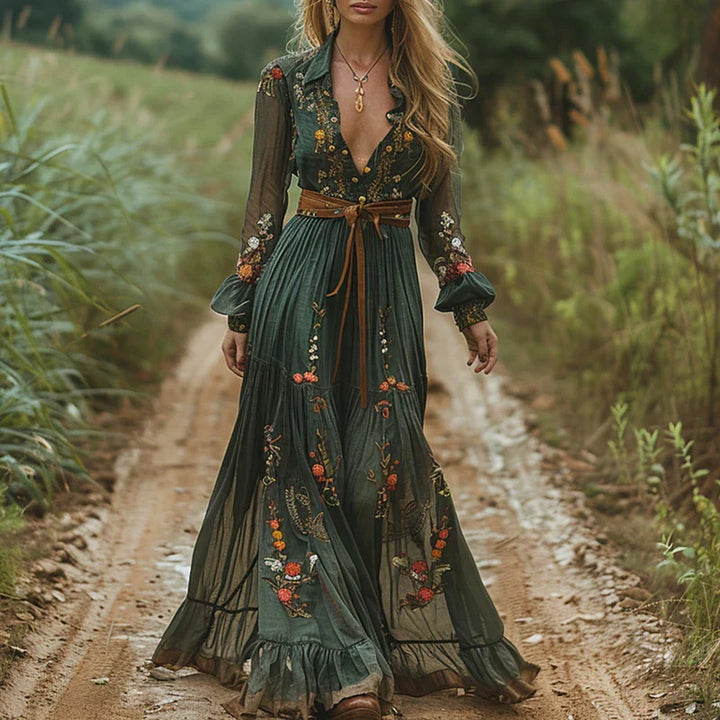 Eleanor | Ladies Floral Long Sleeve Maxi Dress