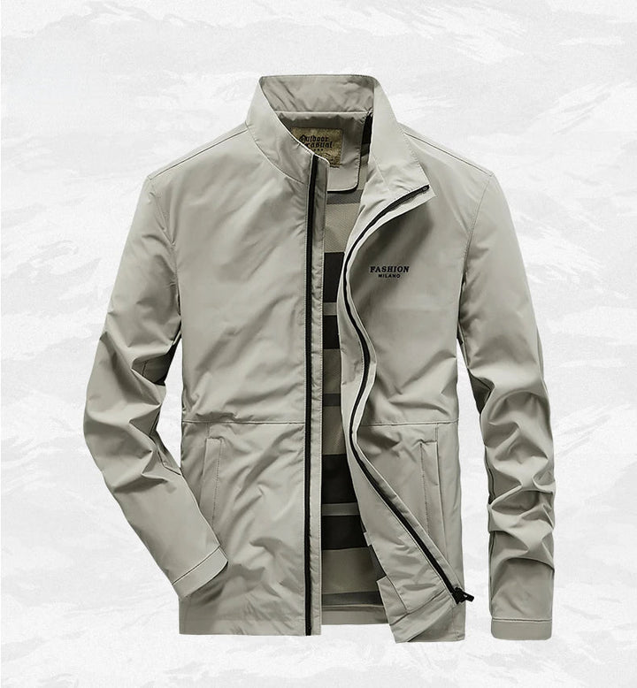 Men's Waterproof and Windproof Zippered Outer Jacket – Durable Protection