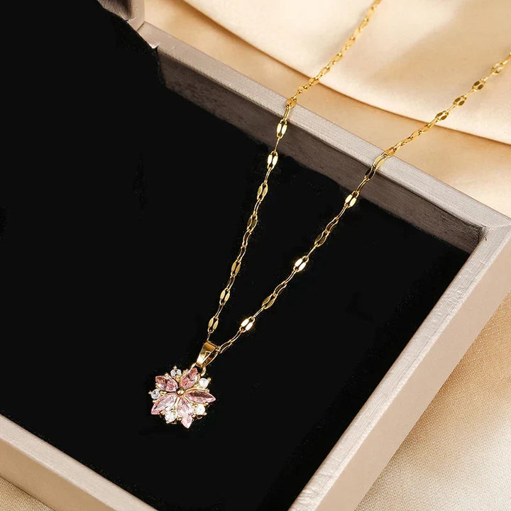 Sandra Elegant Sakura Rose Necklace, view 4 - Elena Harper