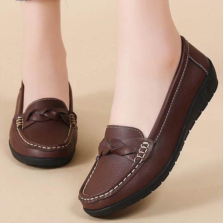 Women's Driving Moccasins with Braided Strap and Moc Toe - Elena Harper