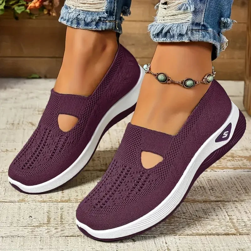 Women's Breathable Sneakers in Solid Color Design EB
