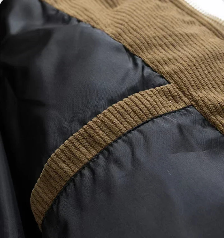 Men's Quilted Jacket with Hood and Zipper Closure