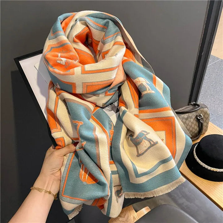 Women's Warm Scarf with Fringes