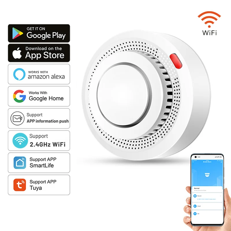 Smart WiFi Smoke Detector Fire Alarm 85dB SafeSense, view 4 - Elena Harper