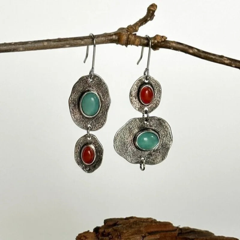 Artisan Silver Multi-Stone Drop Earrings - Elena Harper