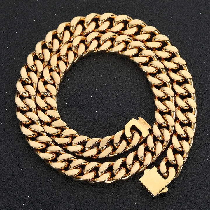 Men's Cuban Link Chain Necklace - Gold & Silver Plated