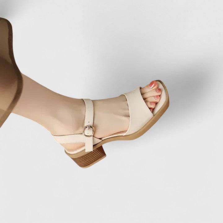 Calyssa™ elegant sandals by Emma & Rose Cape Town featuring stylish straps and a comfortable heel in neutral tones