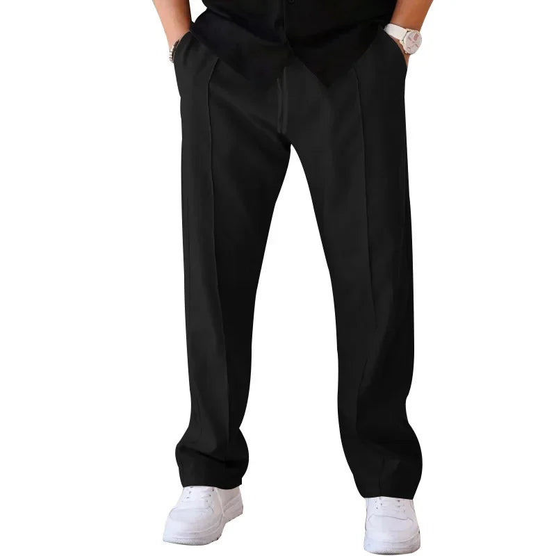 Harrington Oxford Loose-Fit Straight Leg Trousers For Men - Elena Harper