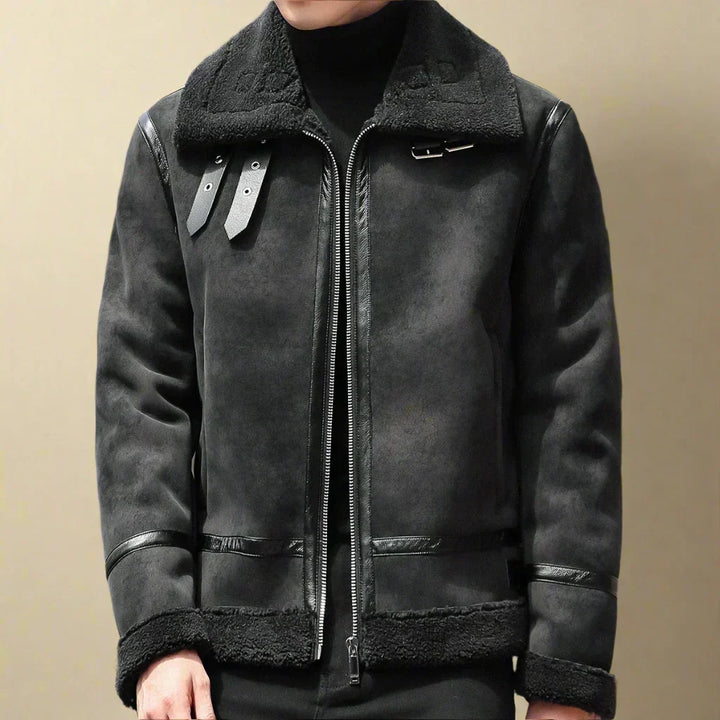 Premium Winter Suede Coat for Men with Belt – Warm and Stylish Coat