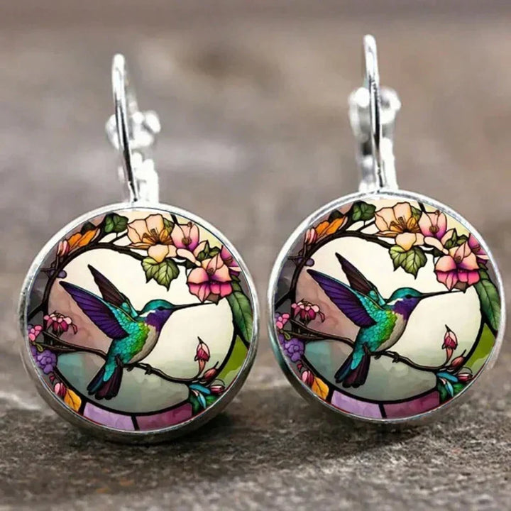 Hummingbird Glass Dome Pendant Necklace, view 7 - Elena Harper