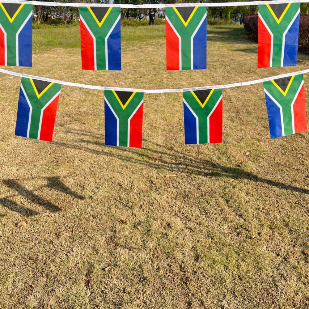 South Africa World Cup 2026 decoration flag by Emma & Rose Cape Town, featuring vibrant colors and national design.