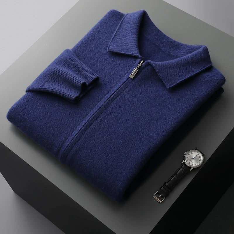 Quinton Cashmere Cardigan with Zipper, view 8 - Elena Harper