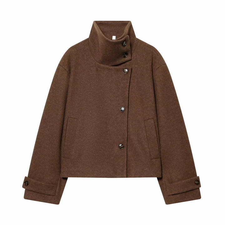 Women's Vintage Stand Collar Wool Coat Rowena, view 9 - Elena Harper