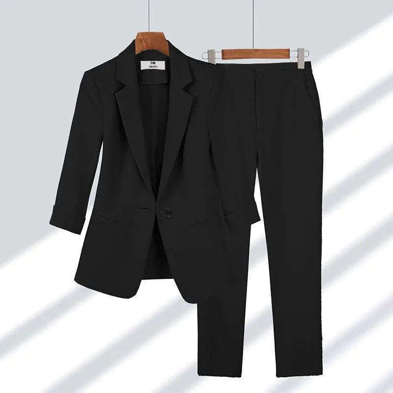 Women's Elegant Two-Piece Suit with Jacket & Trousers