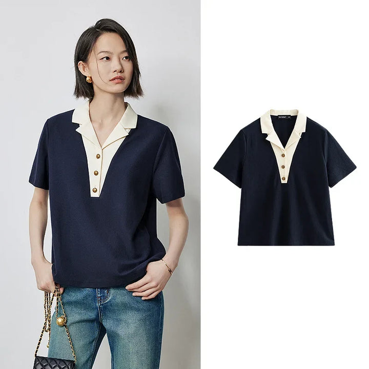 Germana Smooth Cotton Polo, view 4 - Elena Harper