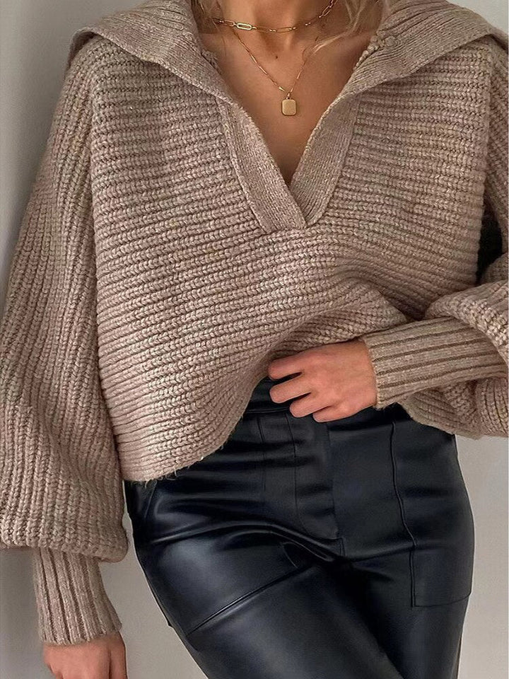 Knitted V-Neck Sweater Isolde, view 4 - Elena Harper
