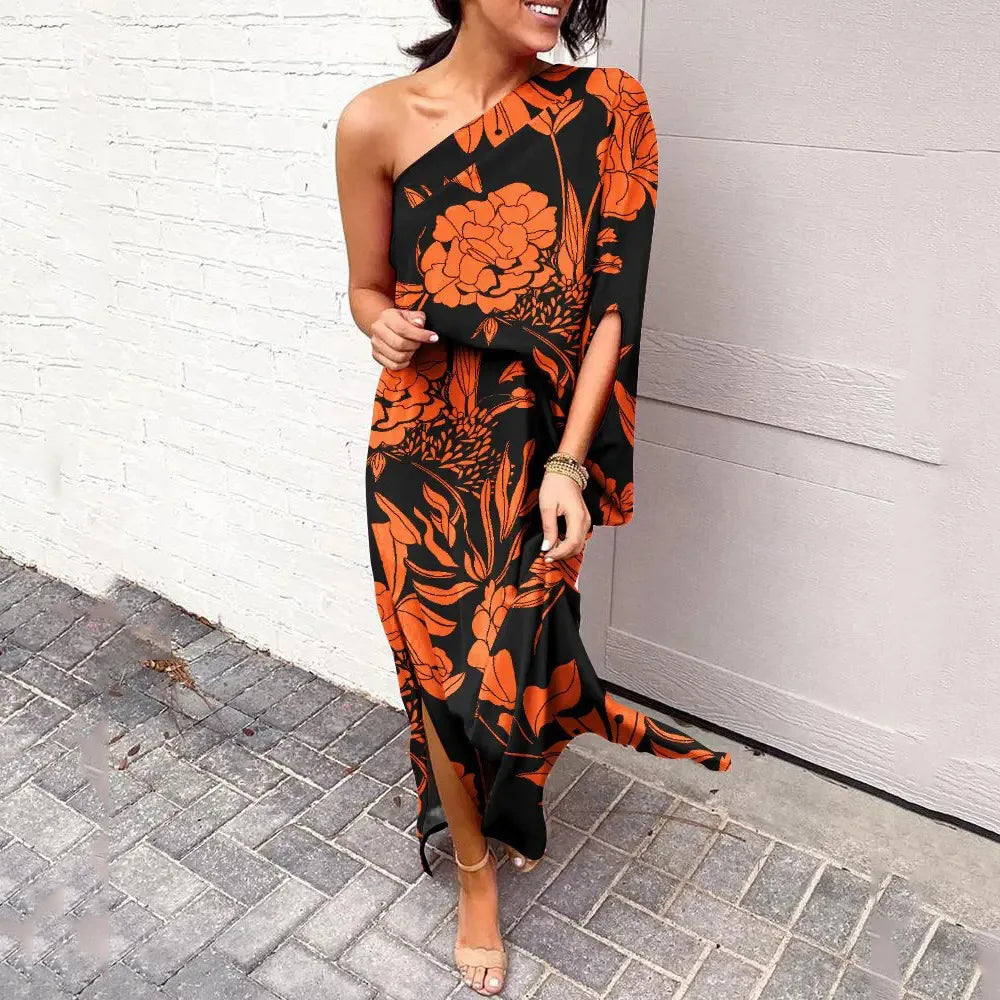 Women's Asymmetrical Shoulder Elegant Party Dress
