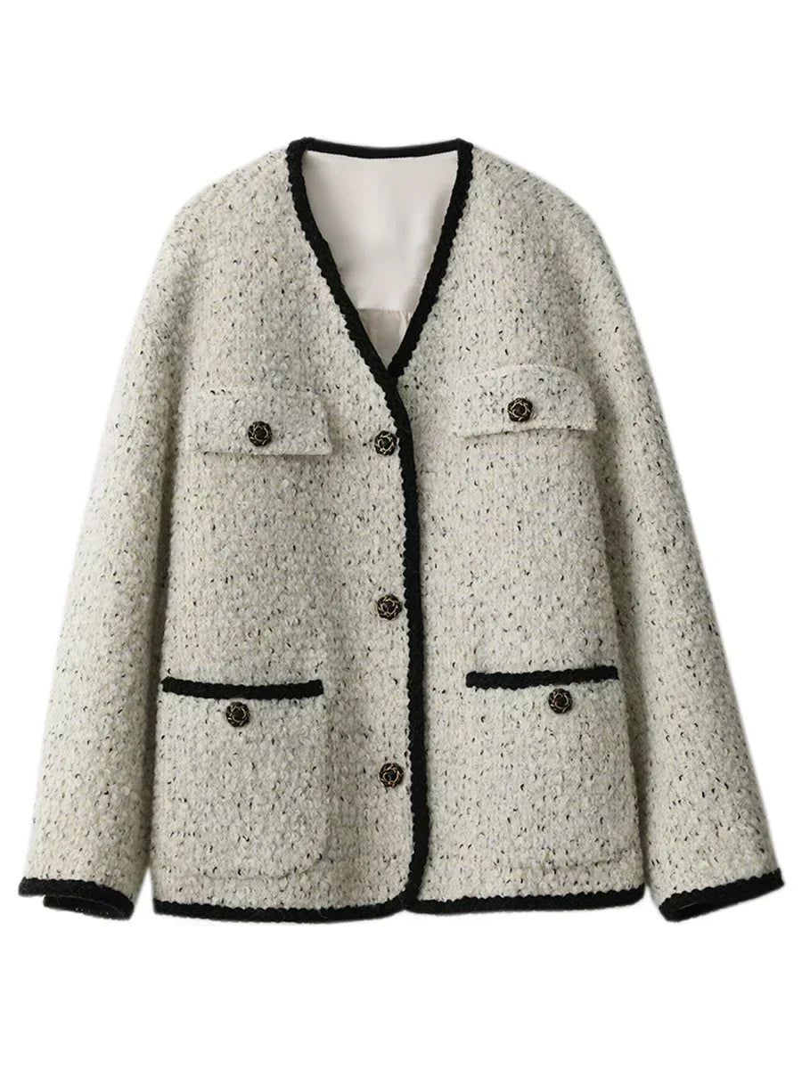 Gemma Textured Elegance Coat, view 2 - Elena Harper
