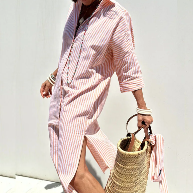 Sophie™  |  Elegant Striped Shirt Dress