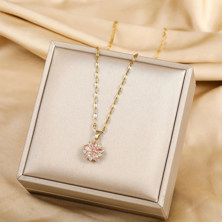 Sandra Elegant Sakura Rose Necklace, view 3 - Elena Harper