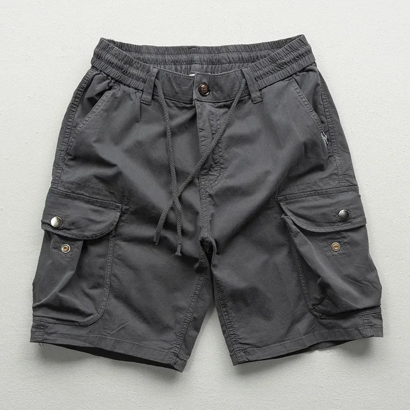 Men's Cargo Bermuda Shorts with Adjustable Waist, Multi-Pocket and 15 cm Inseam