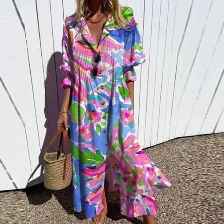 Women's Flowy Boho Maxi Dress - Elegant & Comfortable Style