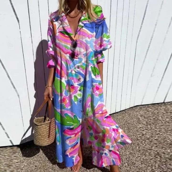 Bethany | Women’s Boho Floral Long Sleeve Maxi Dress