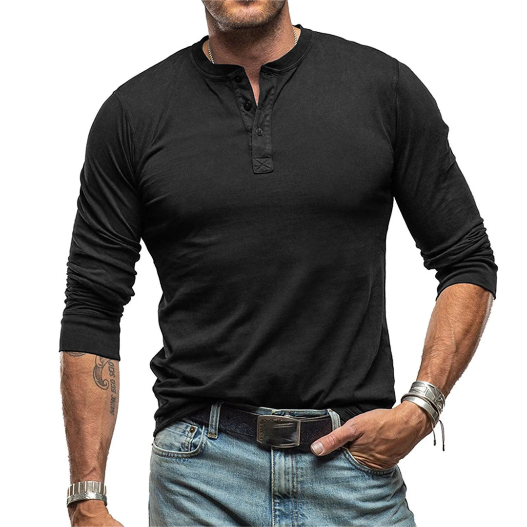 LAURENT MONACO | MEN'S FITTED LONG SLEEVE HENLEY T-SHIRT