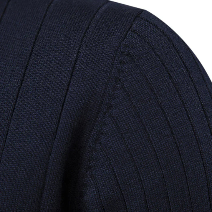 Men's Winter Pullover with Half-Zip High Collar – Warm Knit, Modern and Elegant Style