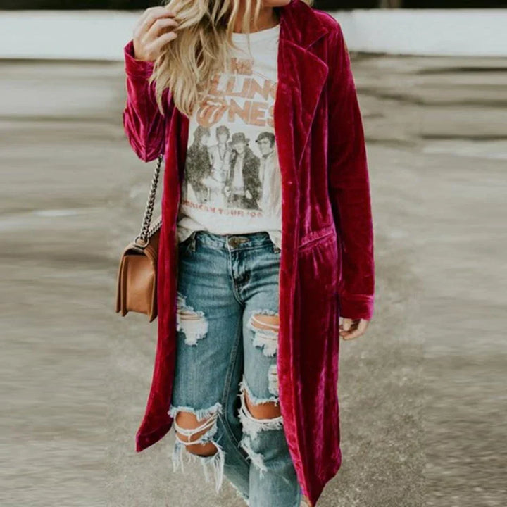 Women's Velvet Duster Coat Valentina, view 2 - Elena Harper
