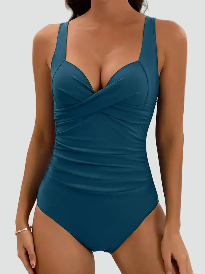 Swimsuit with Ruffles and Heart-Shaped Neckline for Women