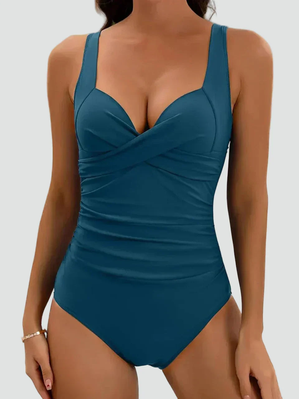 Swimsuit with Ruffles and Heart-Shaped Neckline for Women
