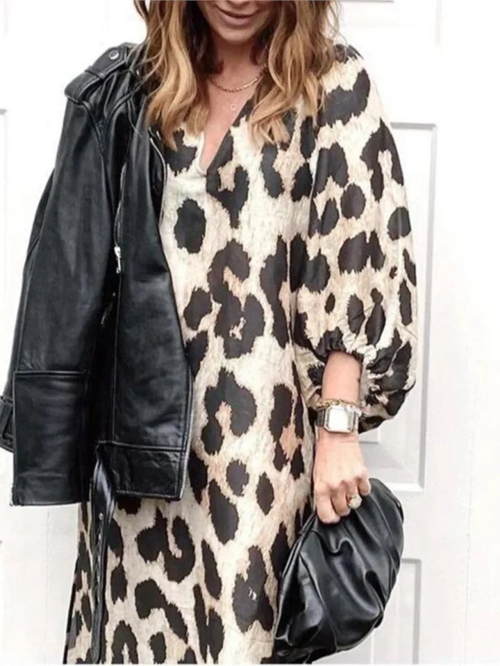 Nadine - Dress with Leopard Print