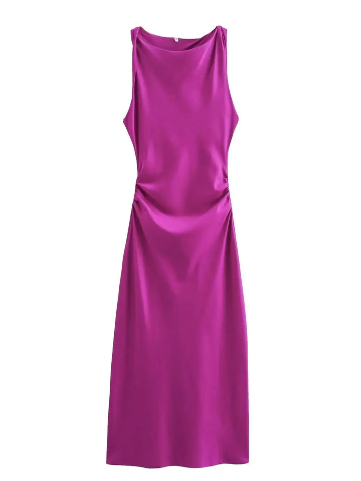 Giada Silk Satin Dress, view 8 - Elena Harper